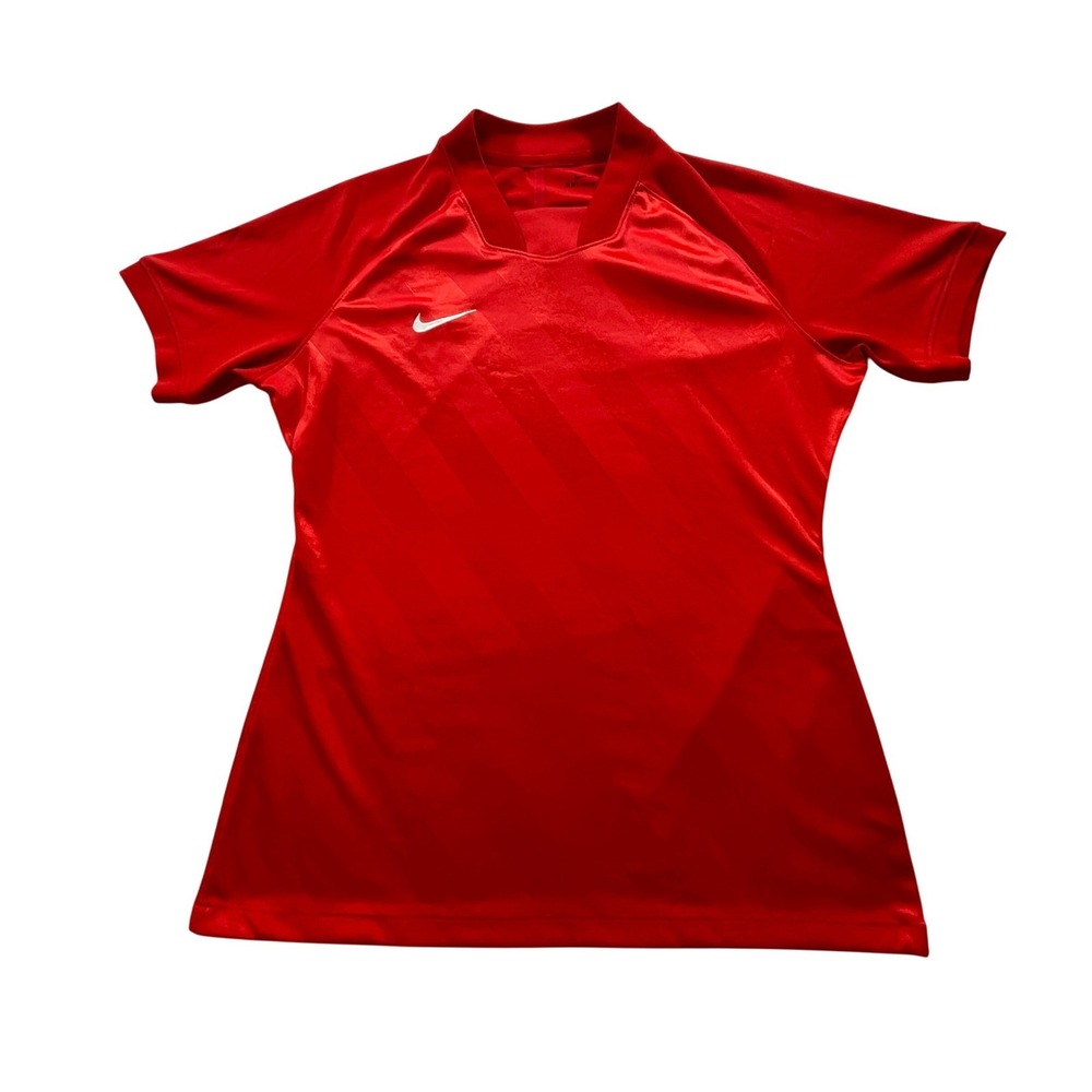 Nike Soccer Jersey Women Medium Red Dri-FIT Short Sleeve Athletic Training Shirt - Picture 1 of 8